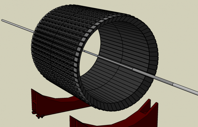 BEMC modules with the beam pipe and cradles